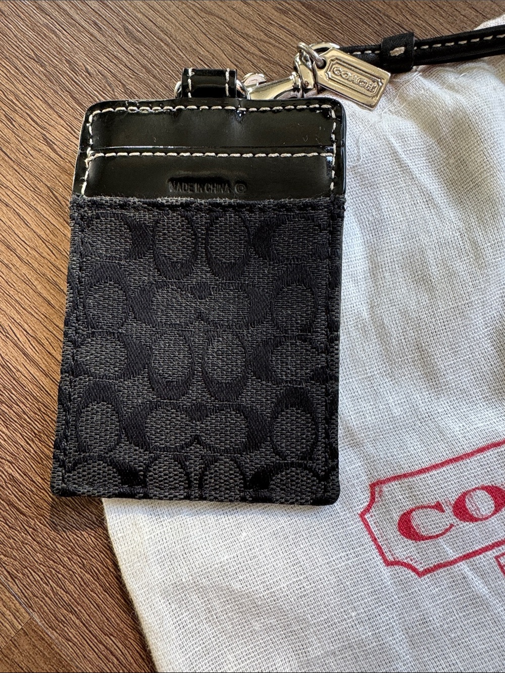 Coach Black Signature Card Holder Lanyard - Picture 2 of 6